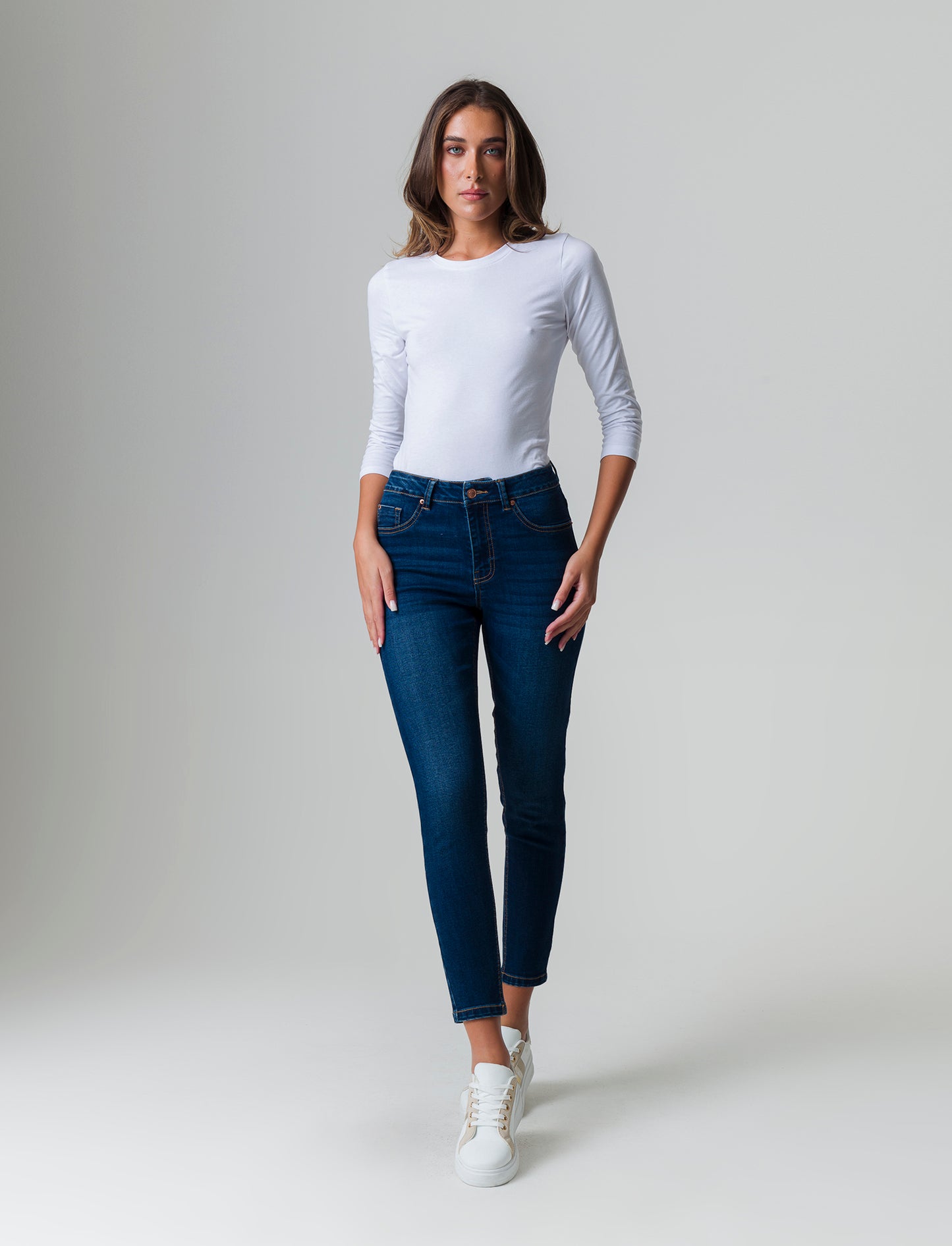 Jeans basico 5 tasche da donna - DENIM SCURO