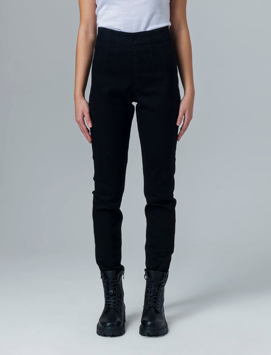 Skinny jeans con elastico in vita da donna - Nero