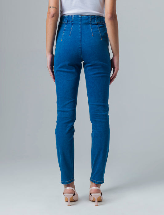 Skinny jeans con elastico in vita da donna - Denim
