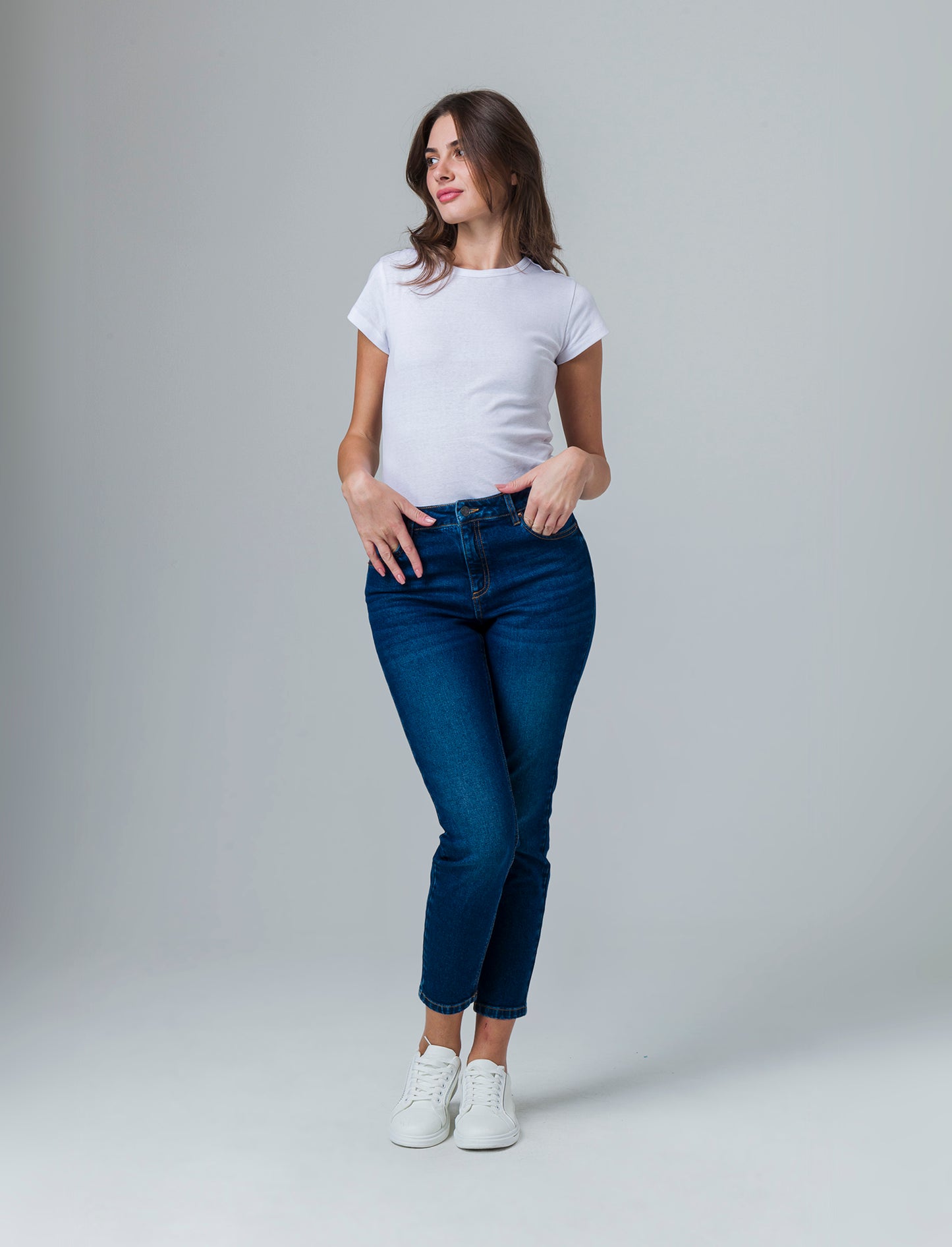 Low waist denim pants da donna - DENIM SCURO