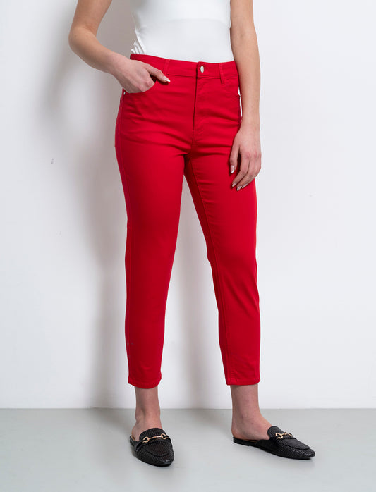 Jeans a pinocchietto da donna - Rosso
