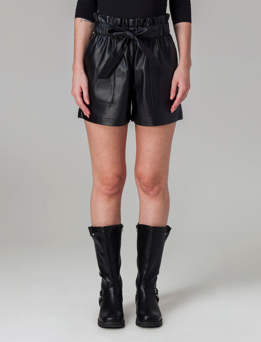 Short in similpelle da donna - Nero