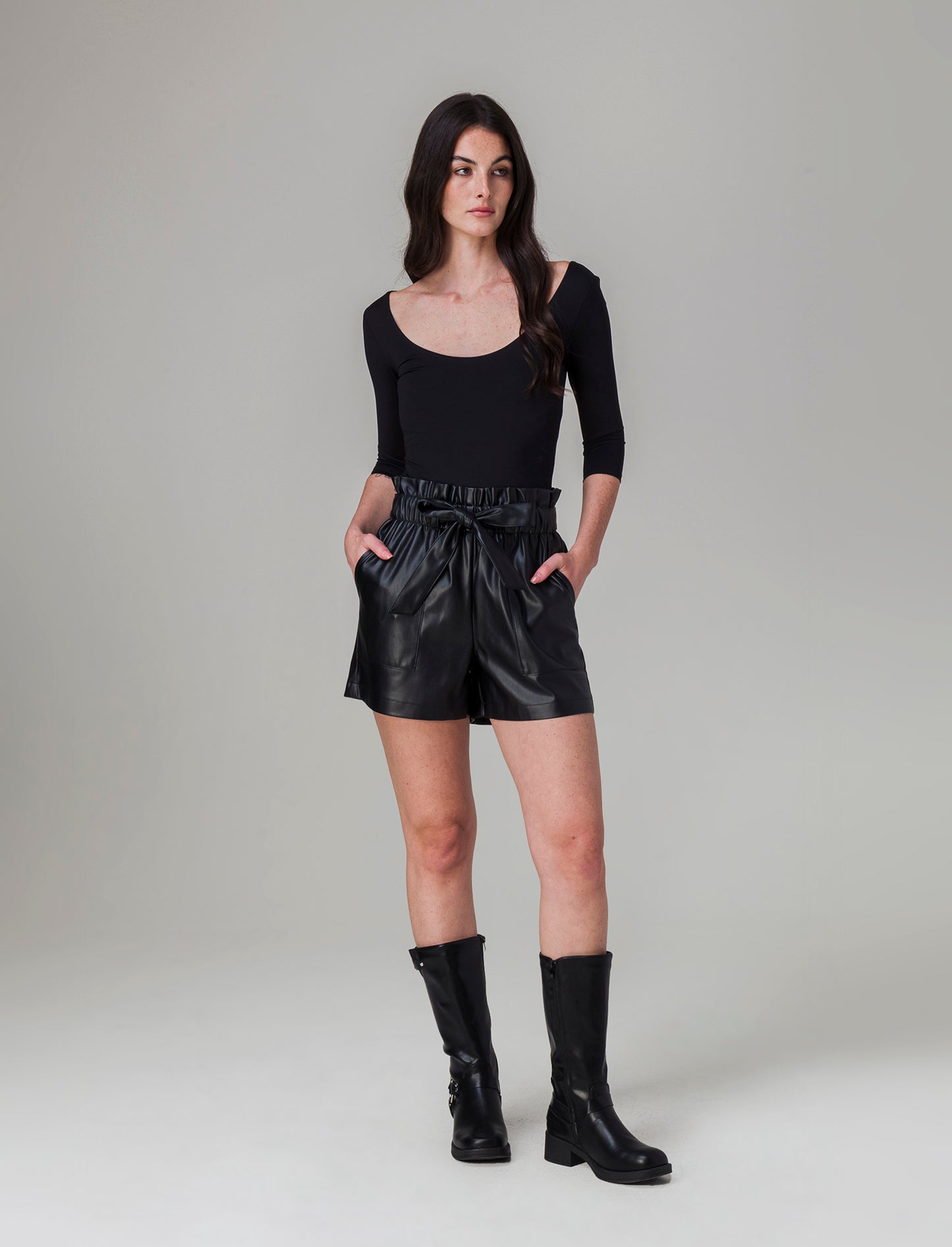 Woman's faux leather shorts for stylish comfort - Black