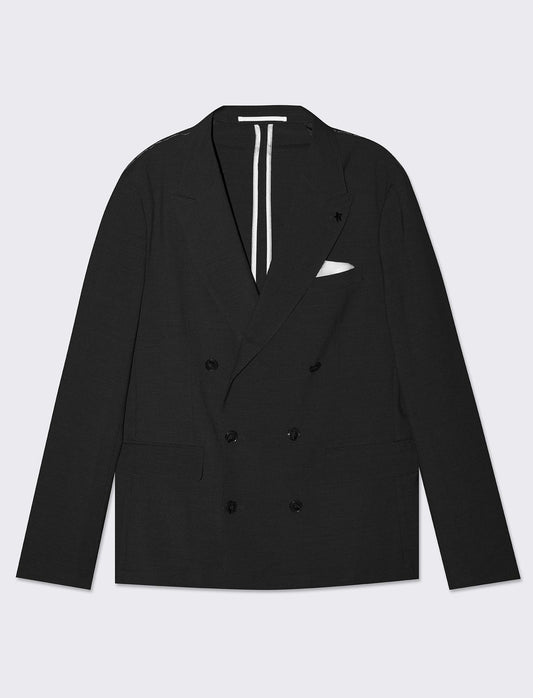 Classic Double Breasted Formal Fit Blazer with Classic Lapel - Black