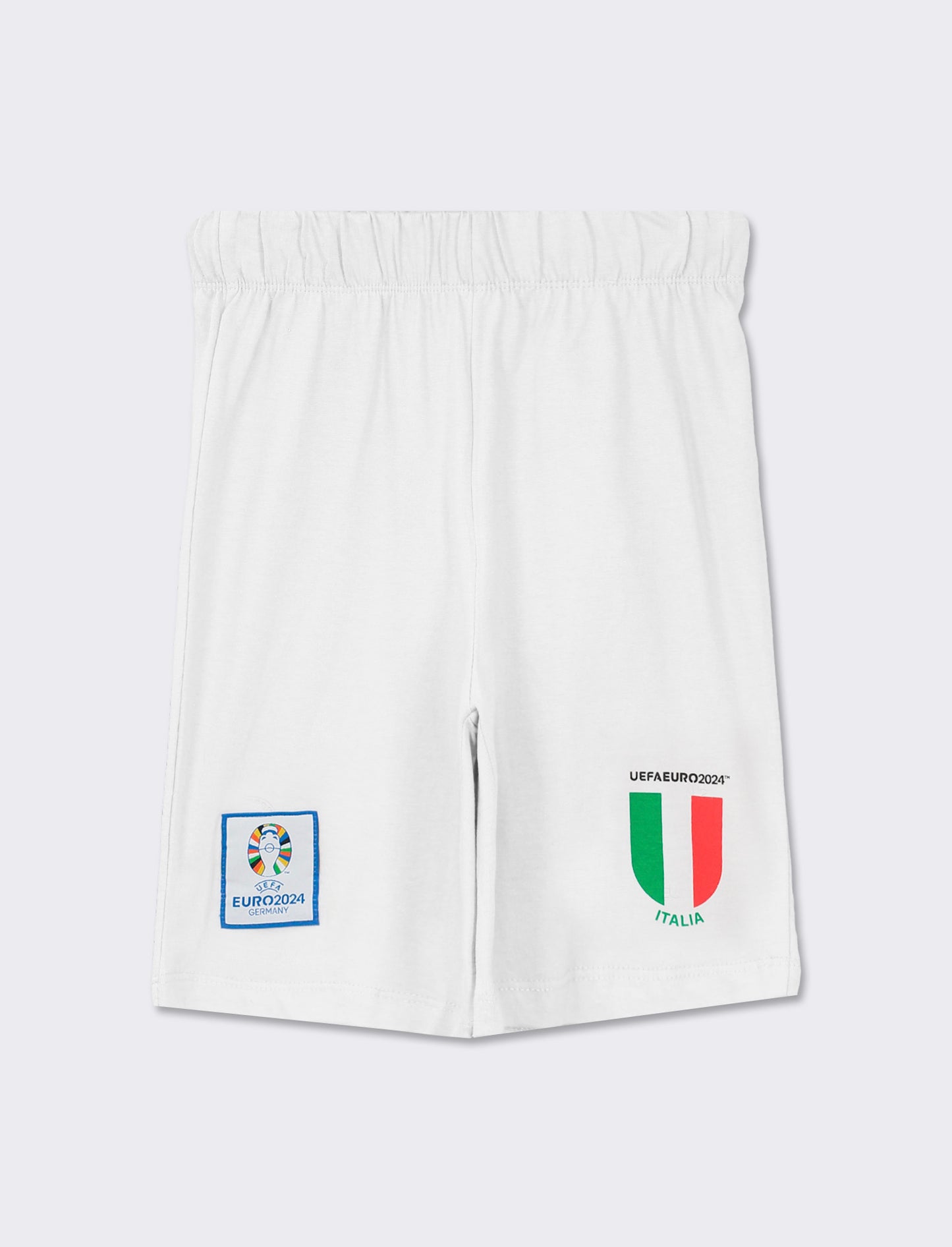 UEFA Italy Printed Jersey Bermuda with Elastic Waistband - White