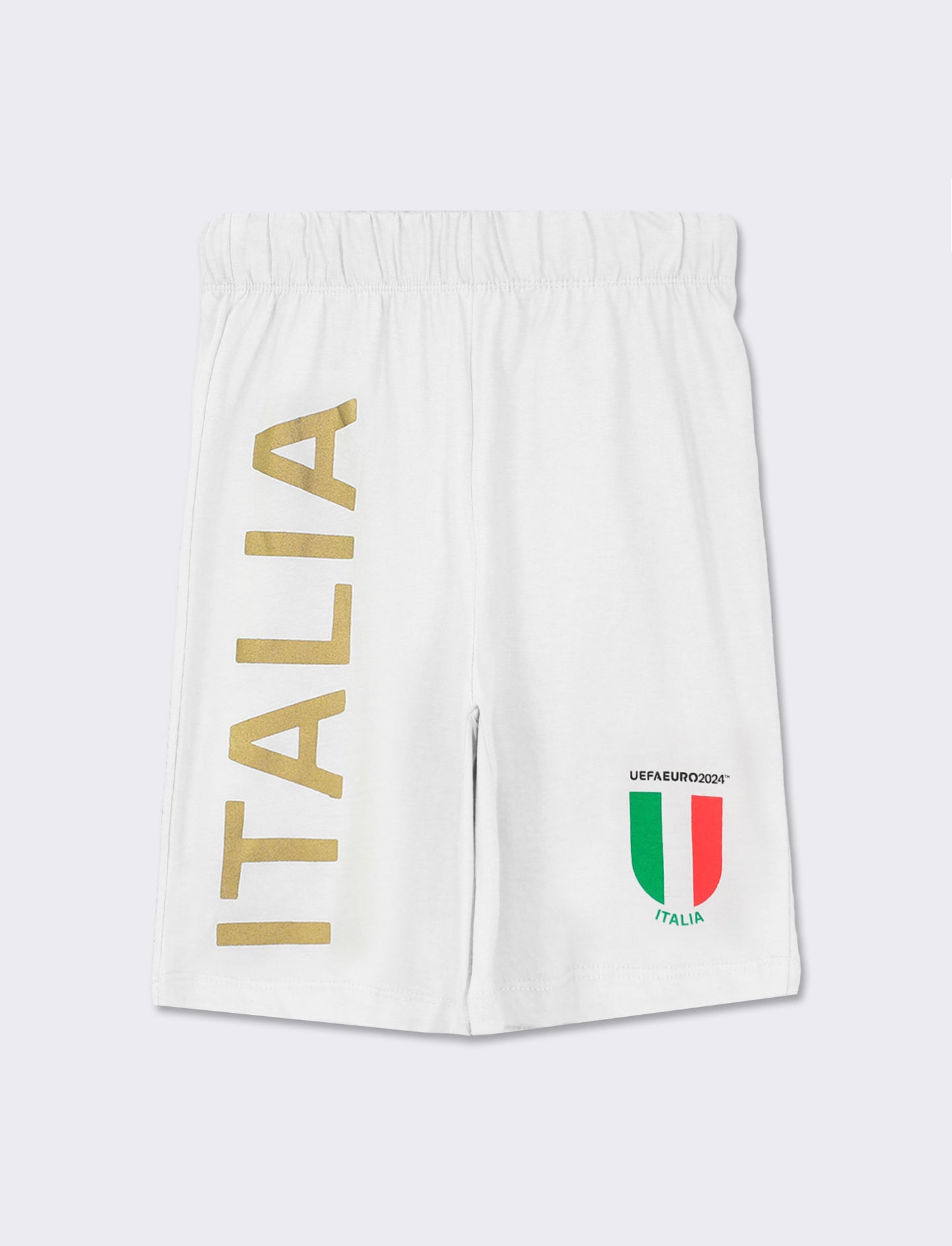 UEFA Italy Printed Jersey Bermuda with Elastic Waistband - White