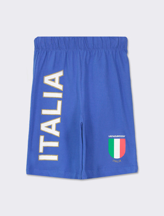 UEFA Italia Print Jersey Bermuda with Waistband Elastic - Sky blue