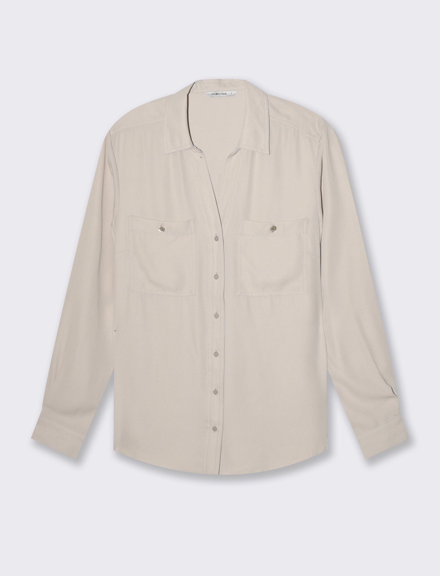 Camicia con tasche sul petto da donna - Sabbia