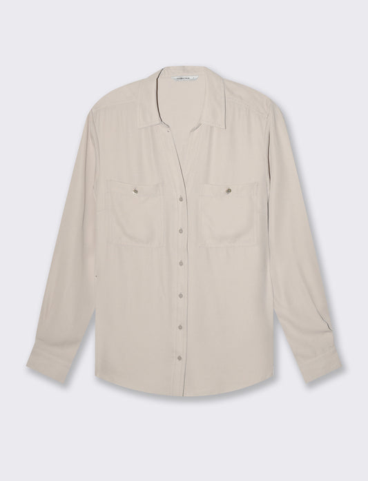 Woman's shirt with chest pockets - Beige