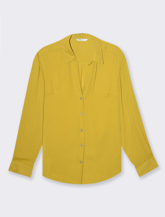 Woman's side-slit shirt for stylish comfort - Yellow