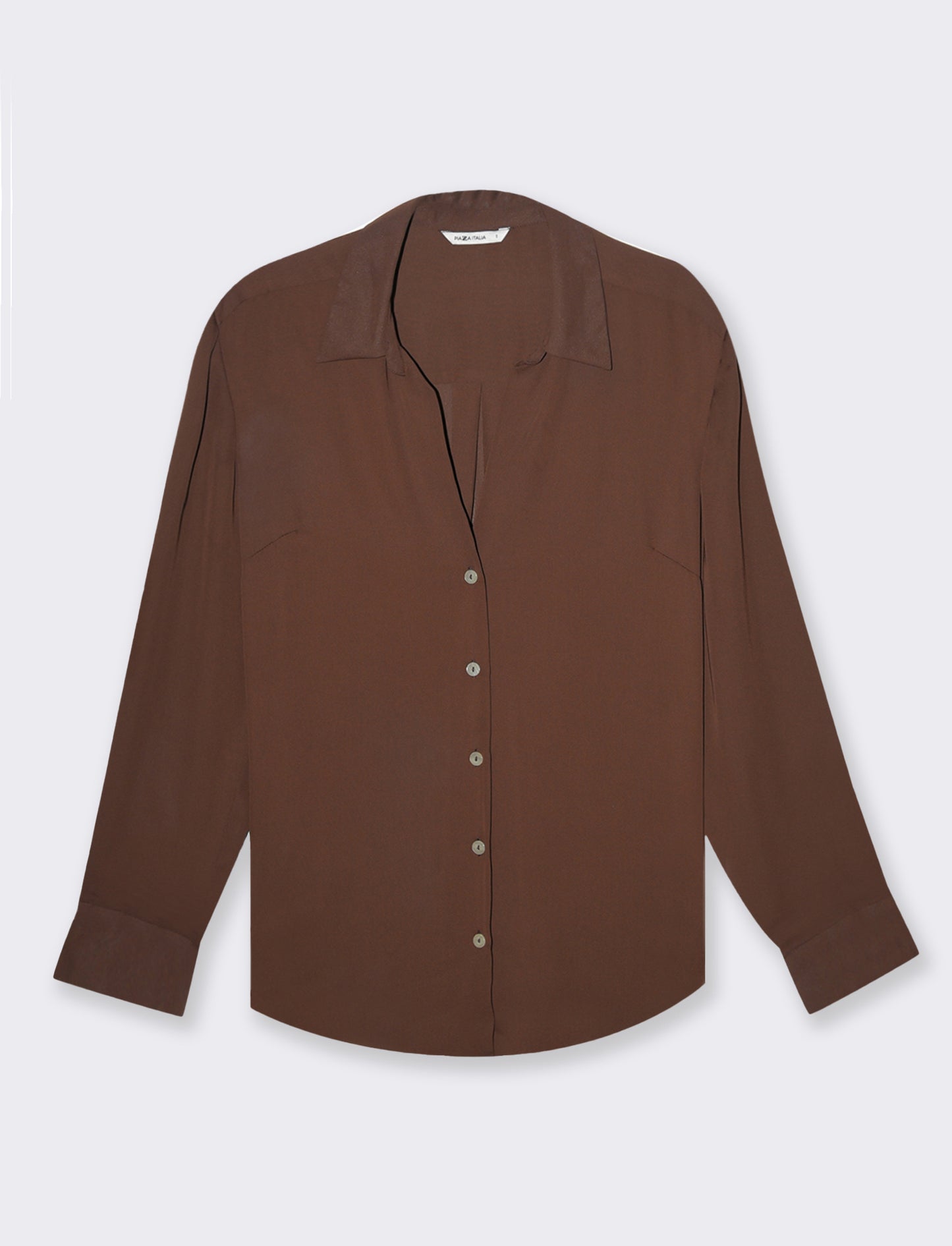 Camicia con spacchi sui fianchi da donna - Marrone