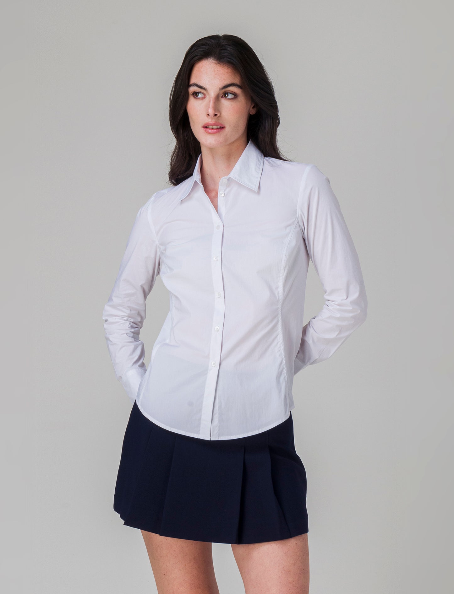 Woman's stretch canvas shirt - White