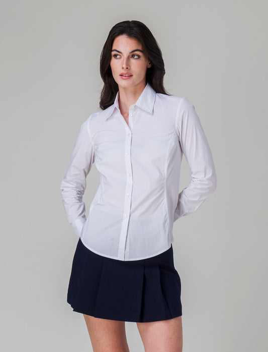 Woman's stretch canvas shirt - White