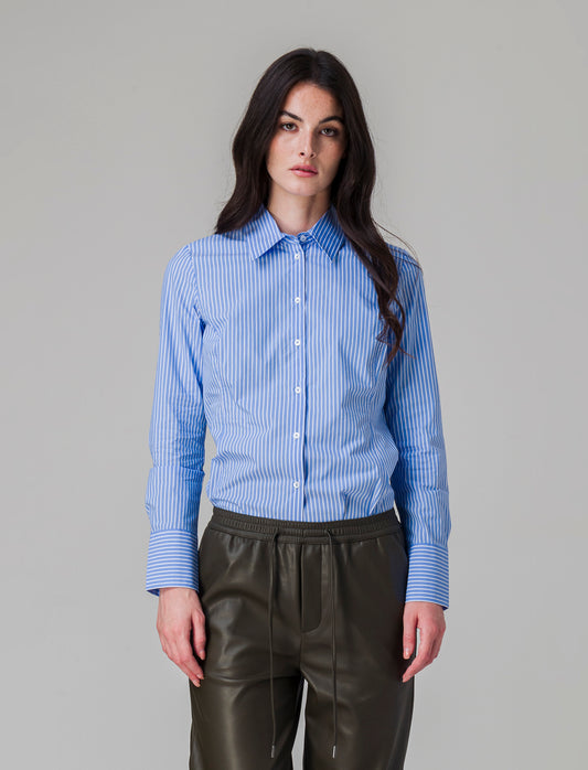 Woman's stretch canvas shirt - Sky blue