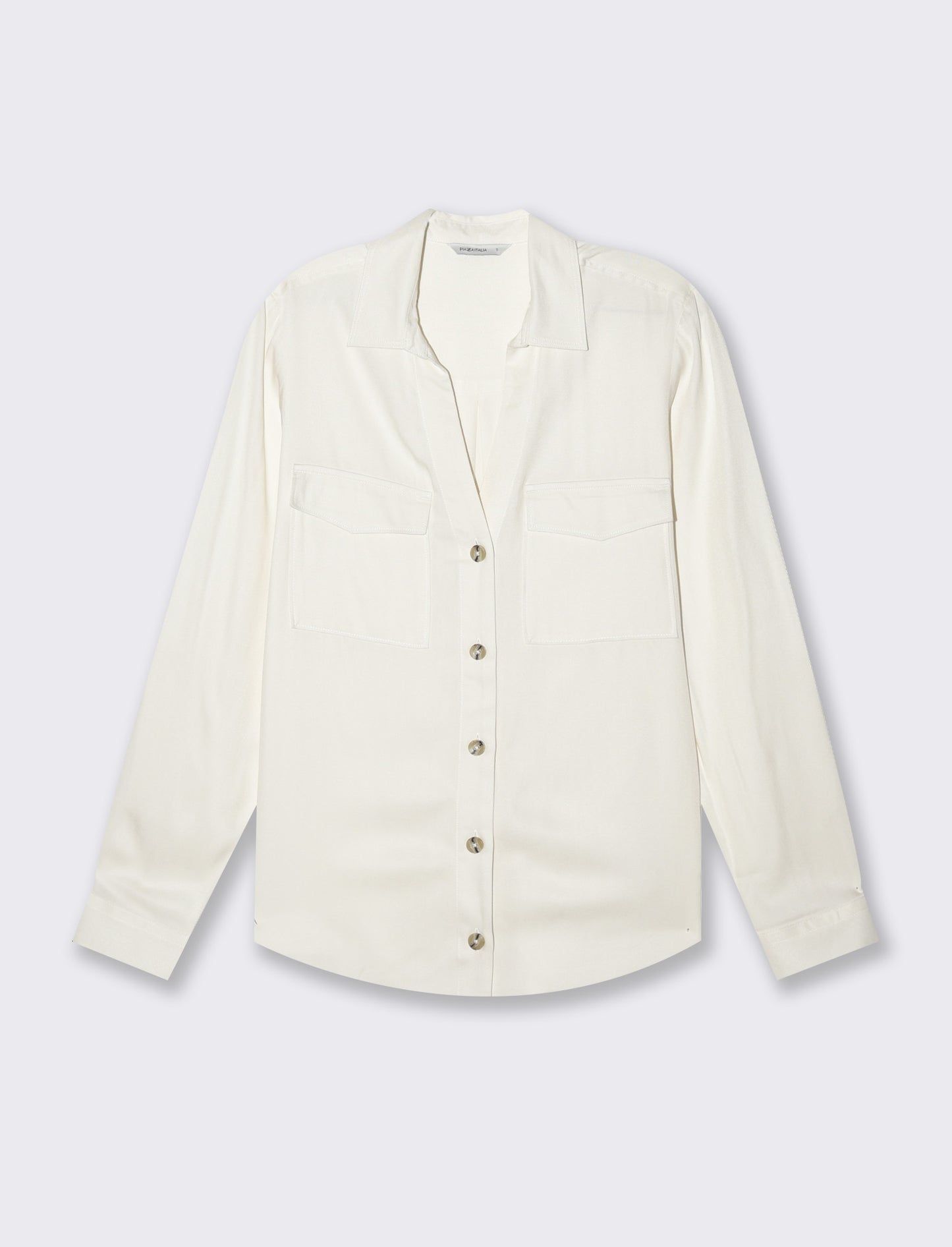 Camicia basica con tasche sul petto da donna - Avorio