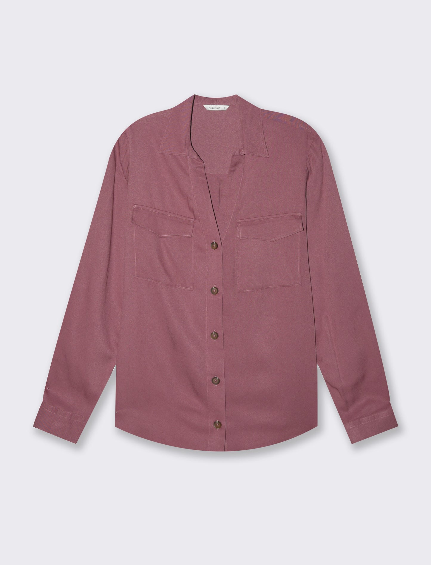 Camicia basica con tasche sul petto da donna - Rosa cipolla
