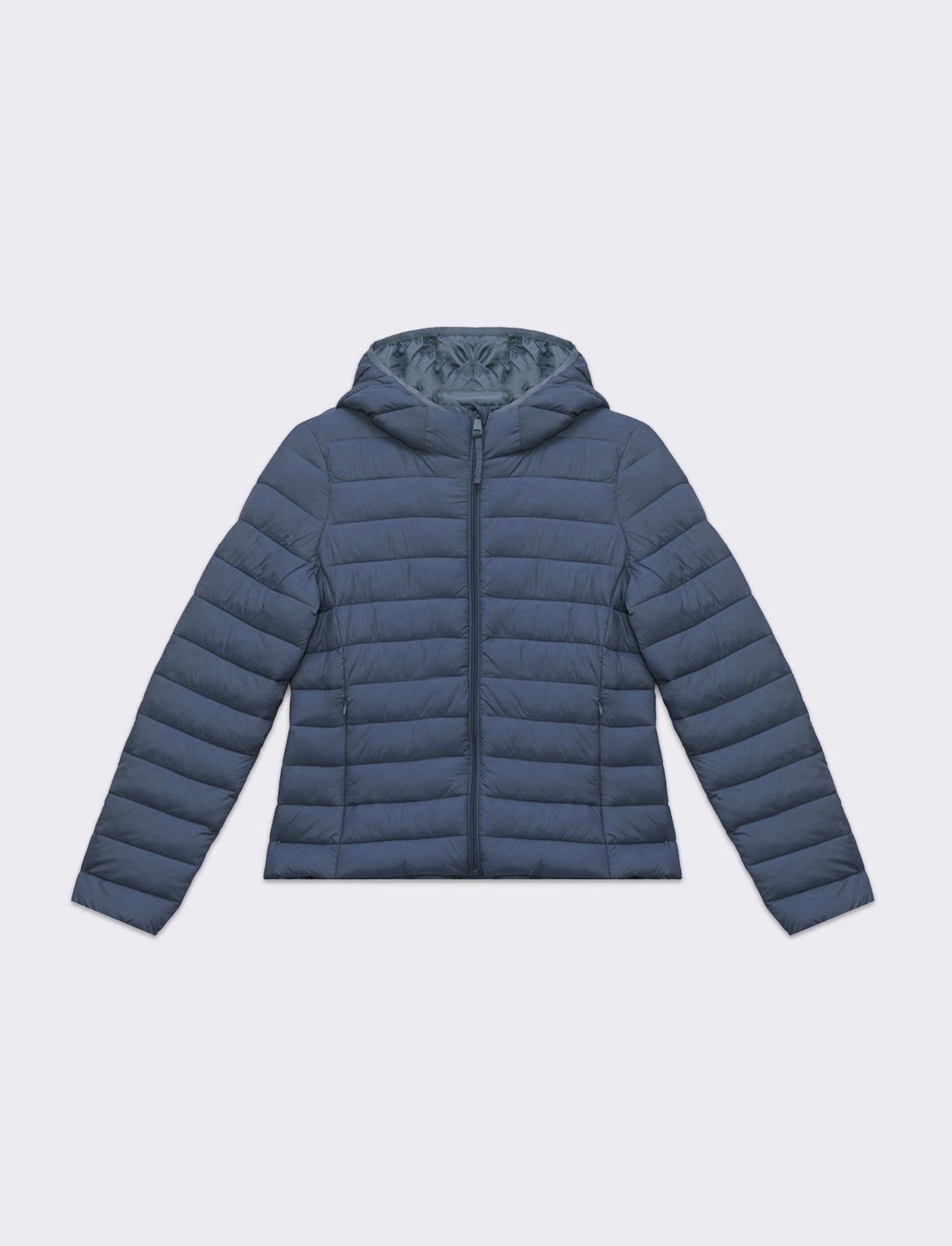 Giubbotto imbottito con cappuccio da donna - Denim