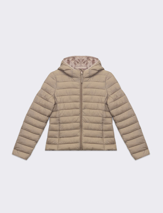 Giubbotto imbottito con cappuccio da donna - Beige corda