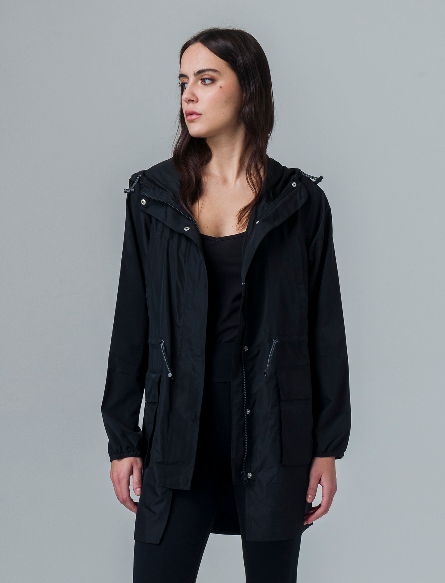 Parka con cappuccio da donna - Nero