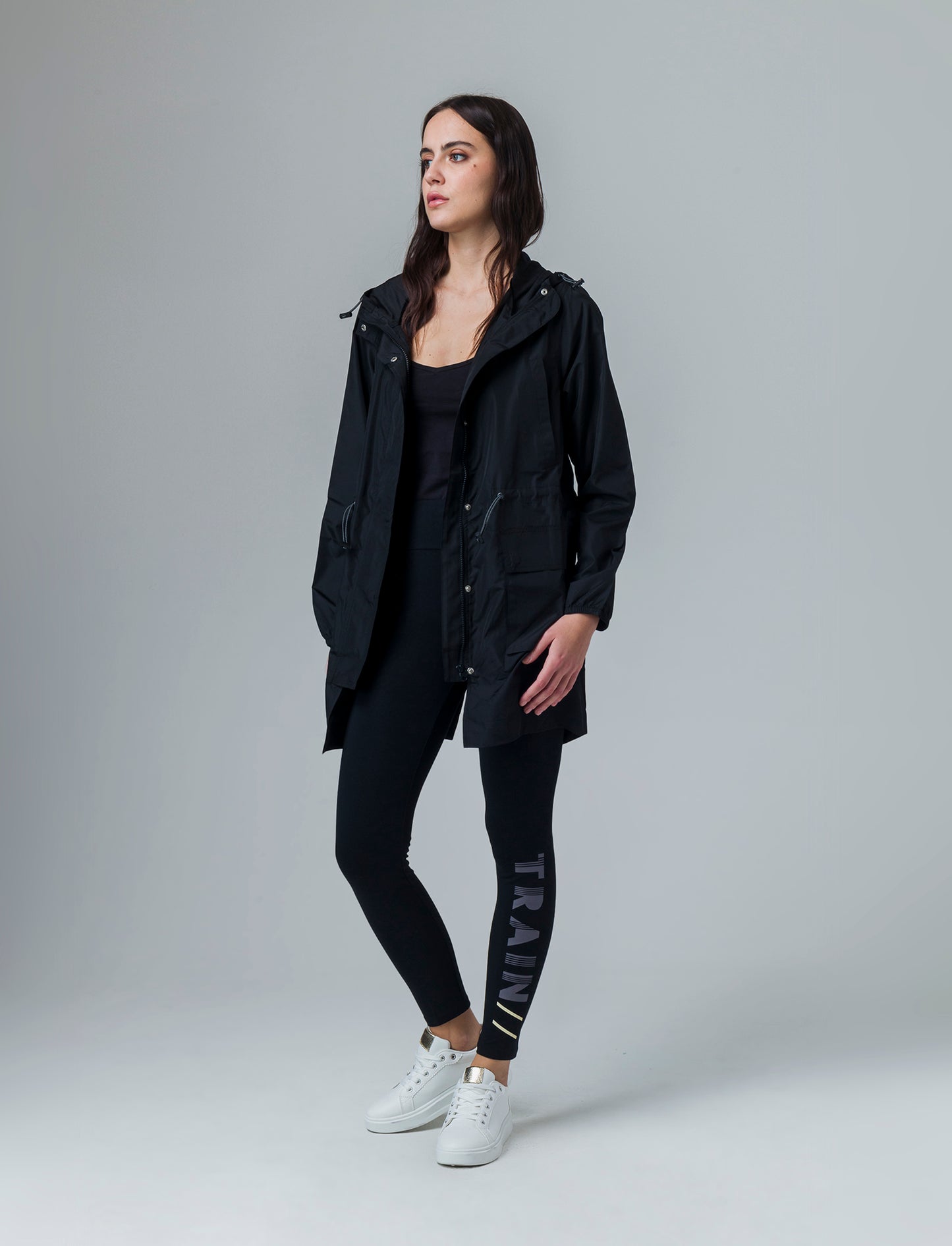 Parka con cappuccio da donna - Nero