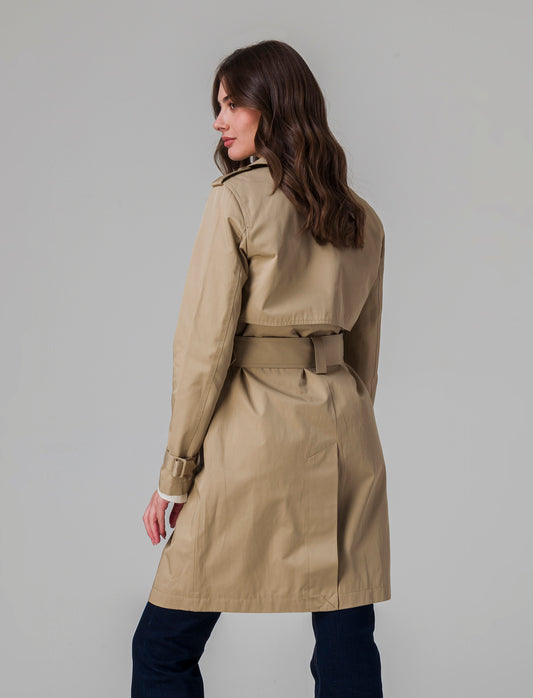 Trench con cintura da donna - Beige fieno