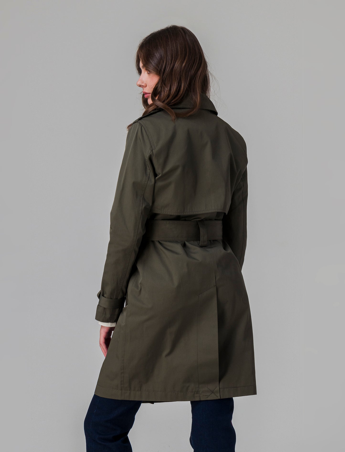Trench con cintura da donna - Verde militare