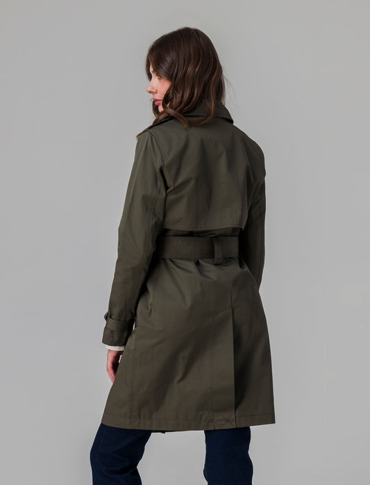 Trench con cintura da donna - Verde militare