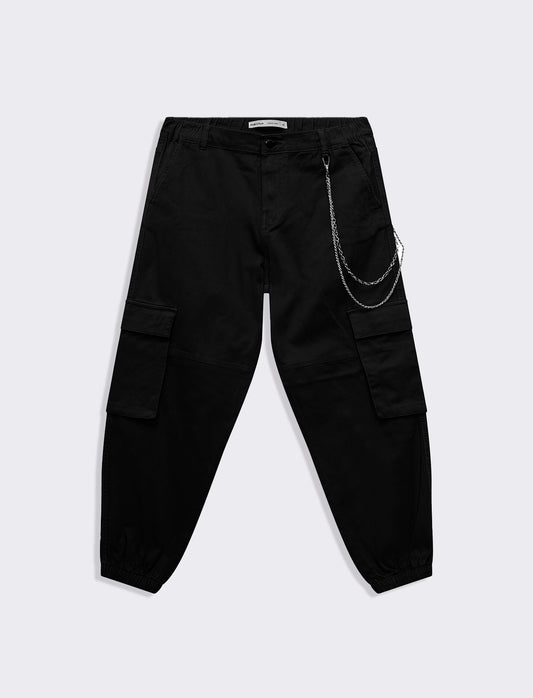 Pantalone con dettaglio catena da donna - Nero