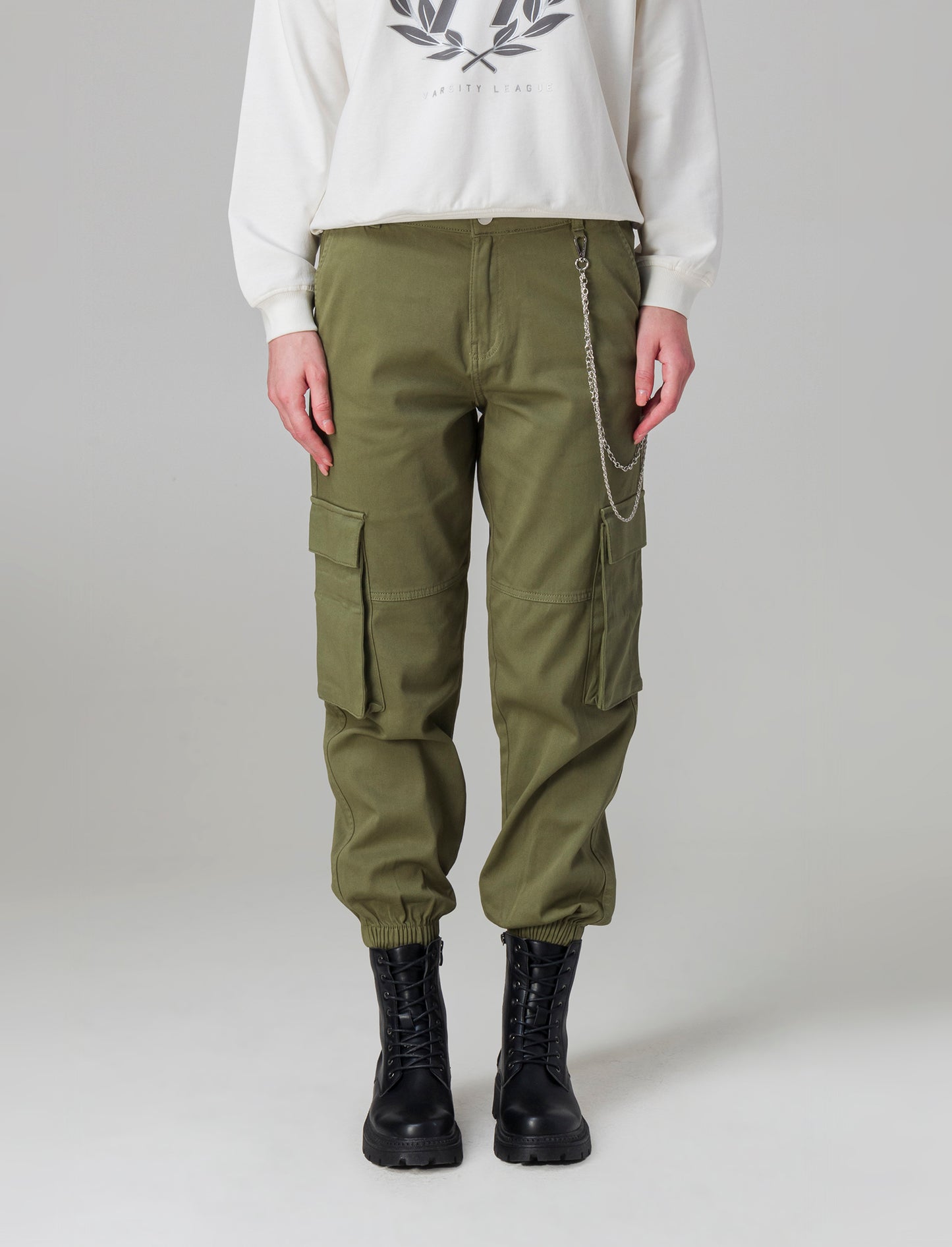 Pantalone con dettaglio catena da donna - Kaky 1
