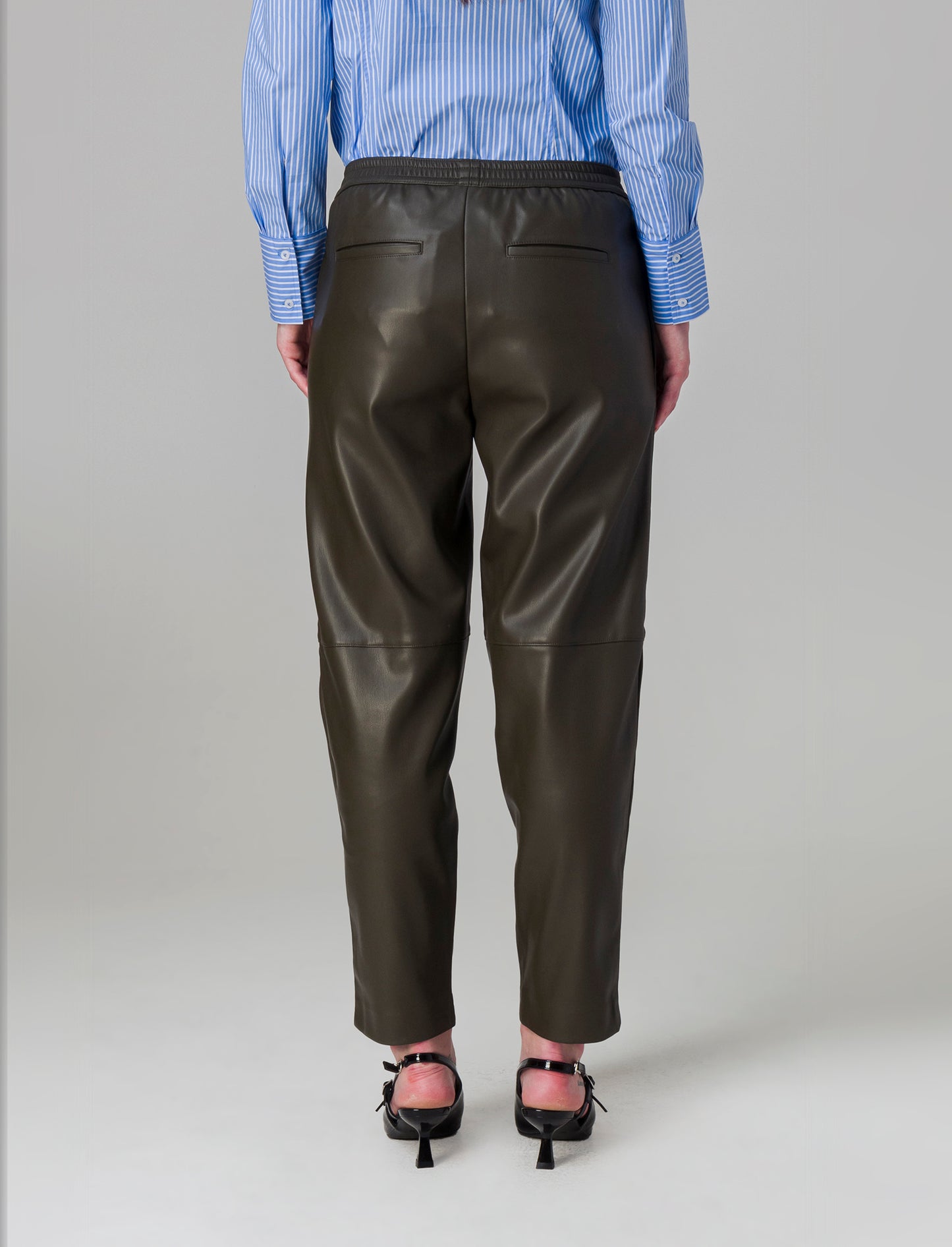 Pantalone effetto pelle da donna - Verde militare