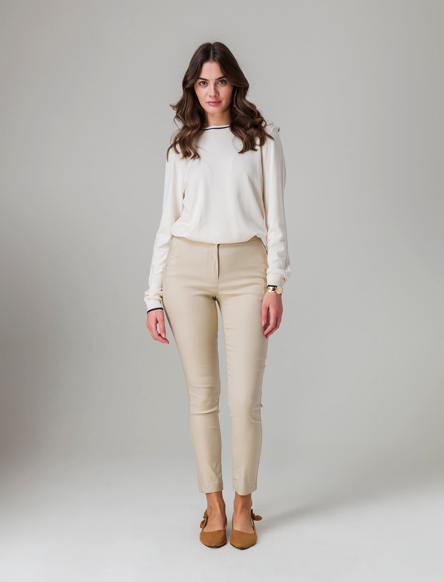 Woman's bengaline trousers for stylish comfort - Brown