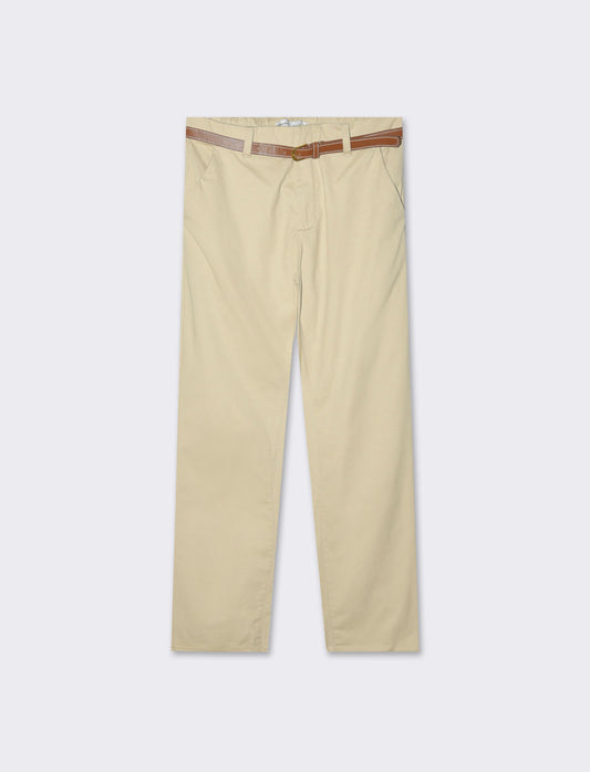 Woman's chino pants with belt - Brown