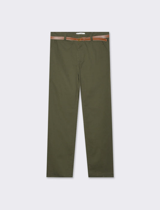 Woman's chino pants with belt - Green