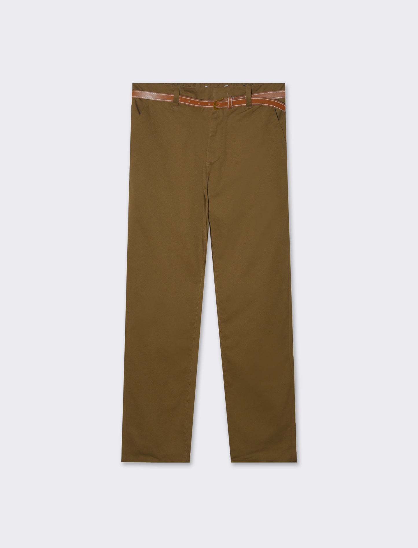 Woman's chino pants with belt - Brown