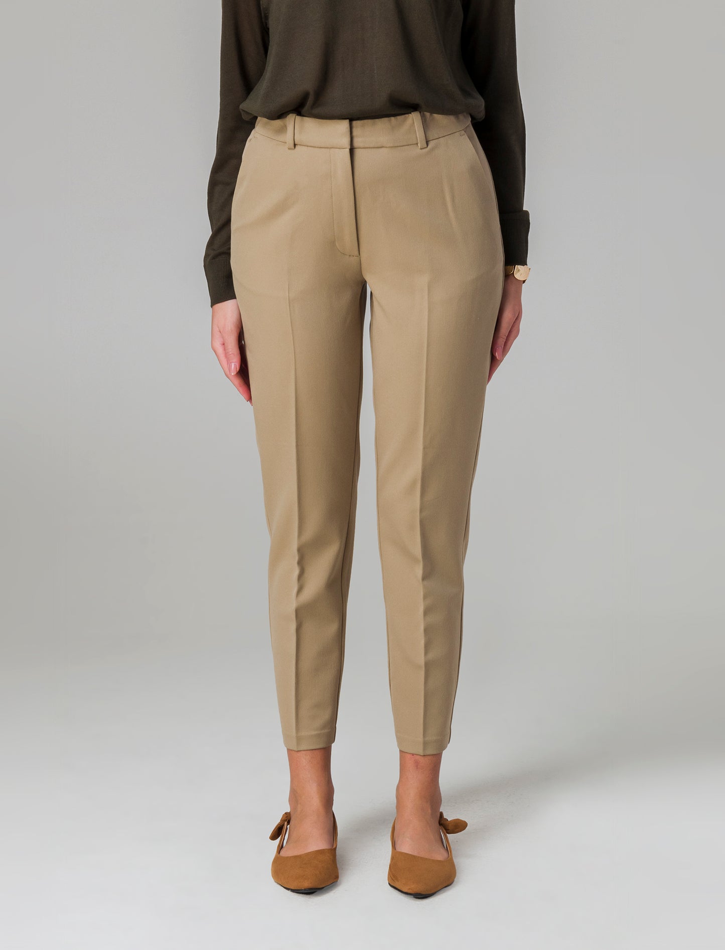 Pantalone basico da donna - Beige fieno