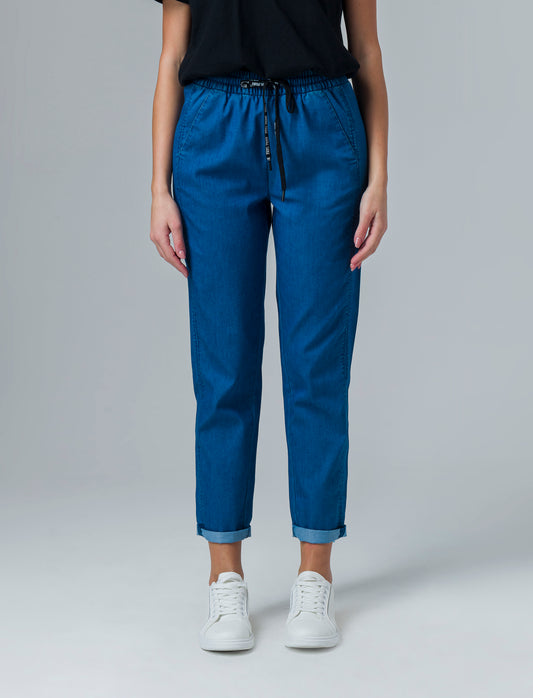 Pantalone con coullisse da donna - Denim