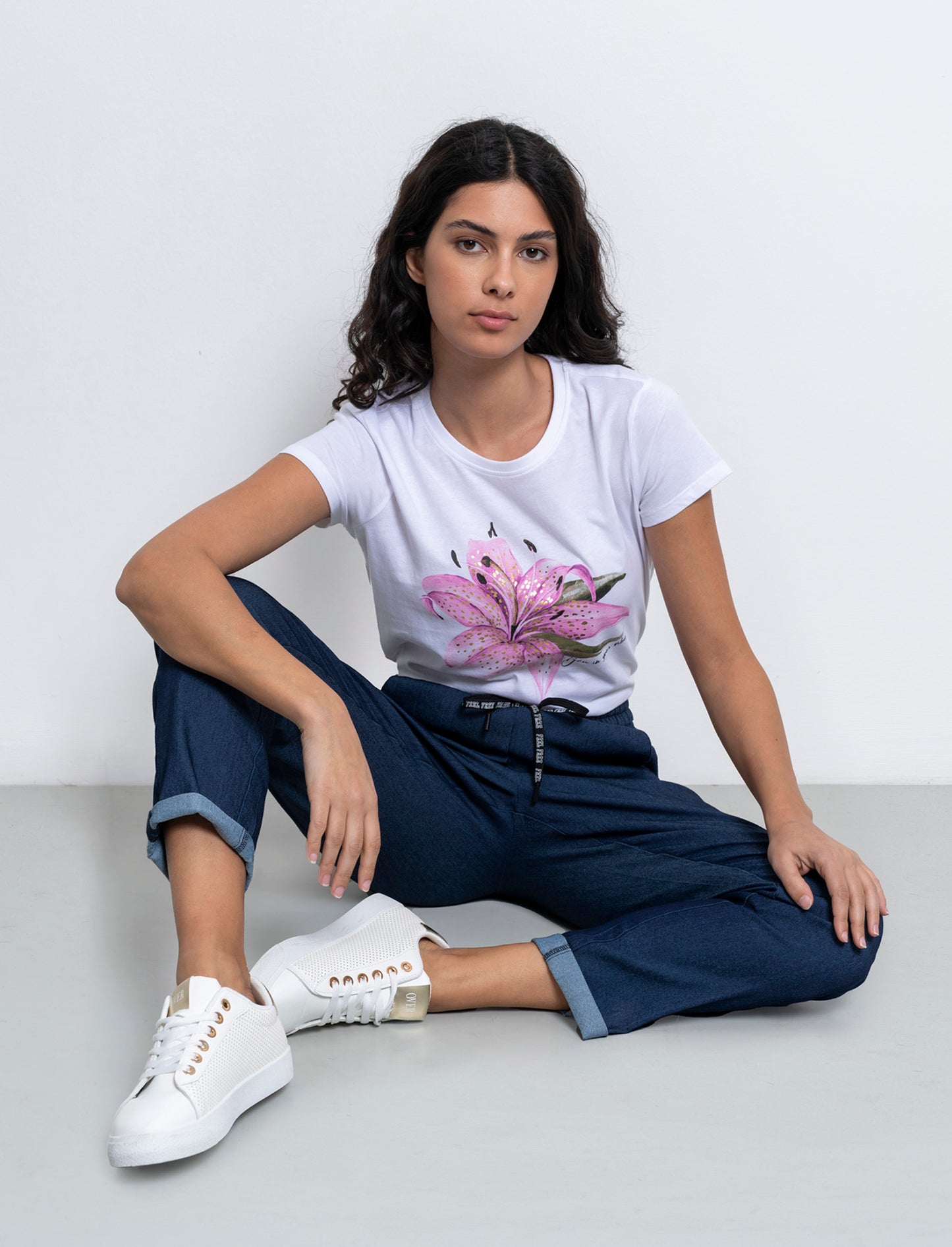 Pantalone con coullisse da donna - DENIM SCURO