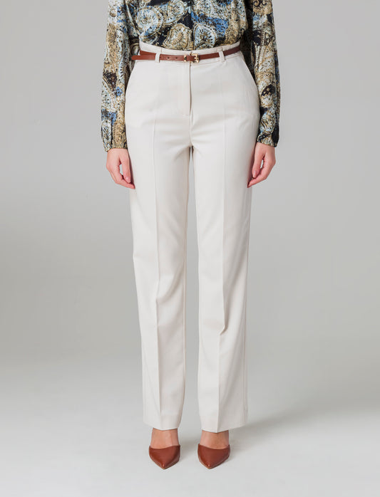 Woman's belted pants for stylish comfort - White