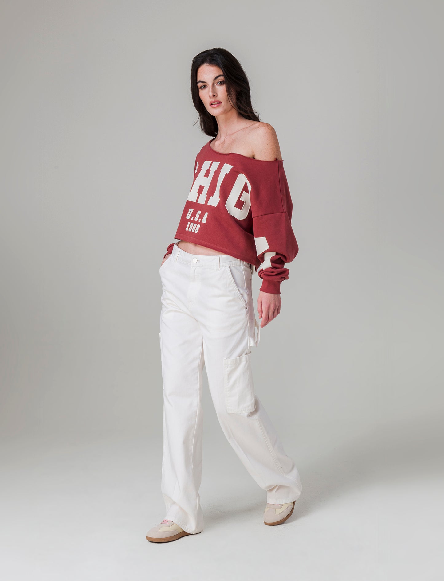 Pantalone cargo con vita regolabile da donna - Avorio