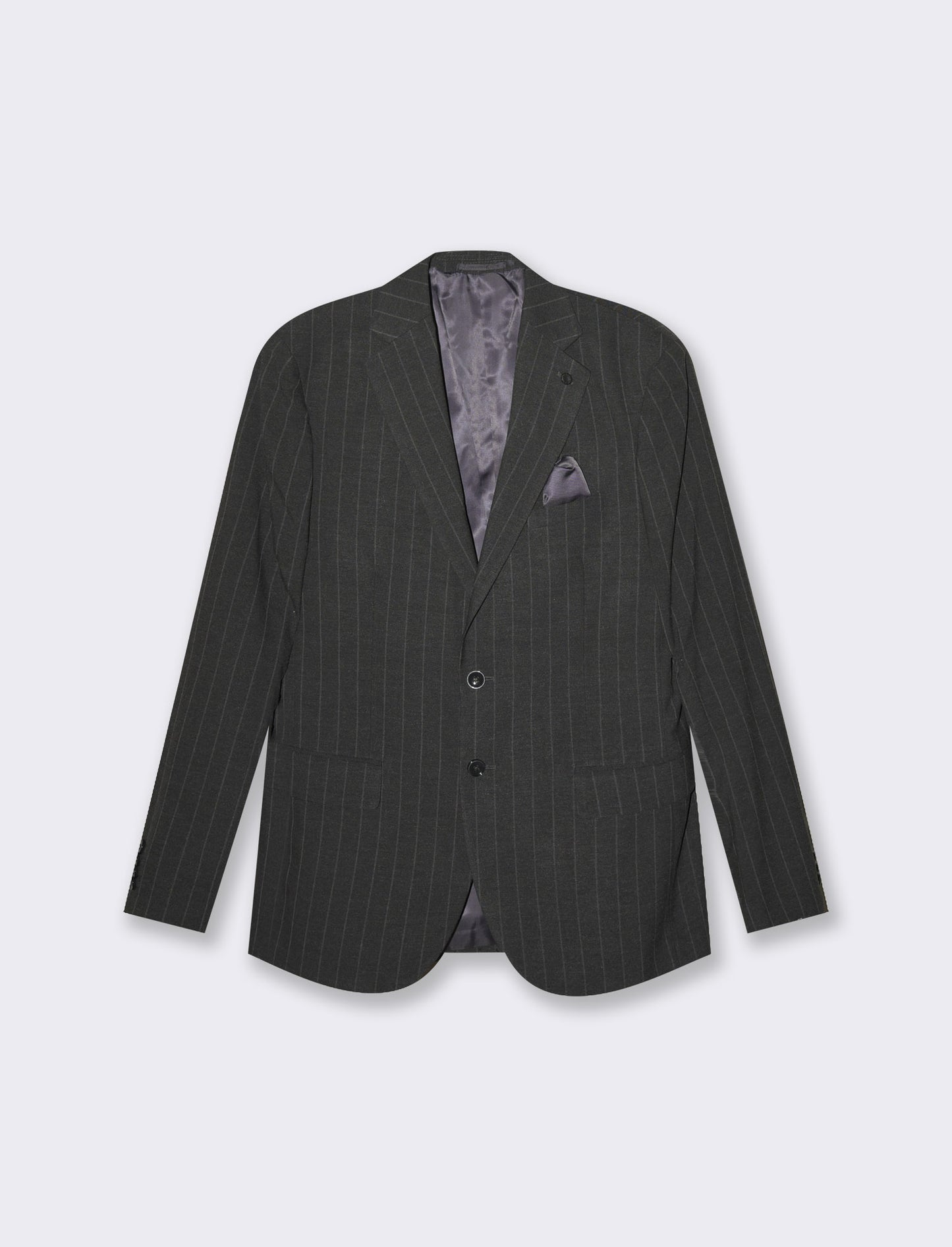 Blazer in tessuto fantasia gessata con colletto a revers classici - Antracite melange