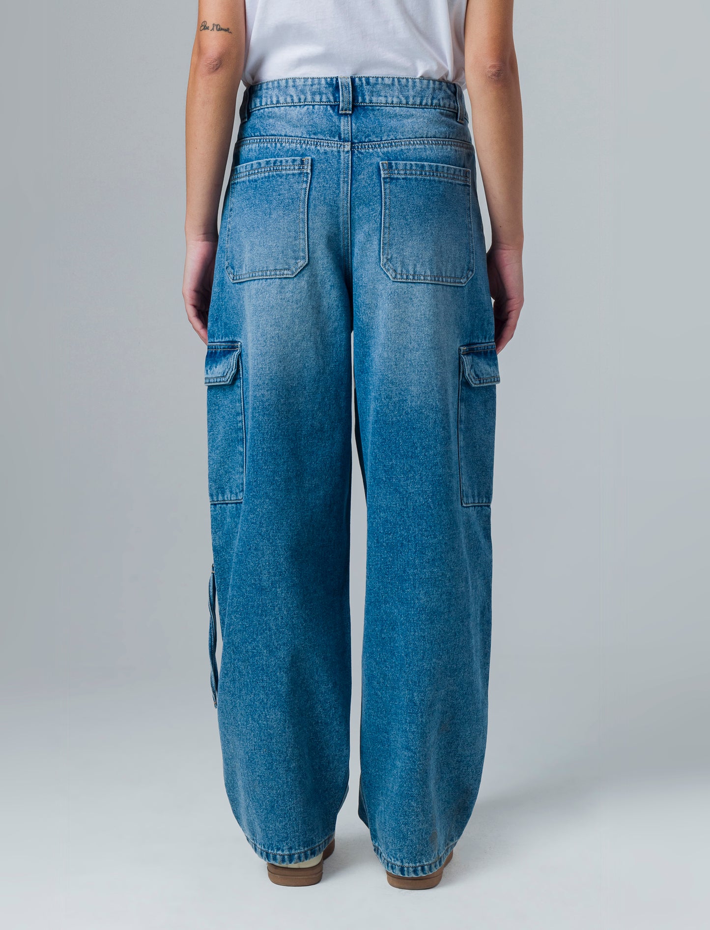 Denim cargo wide leg da donna - Denim