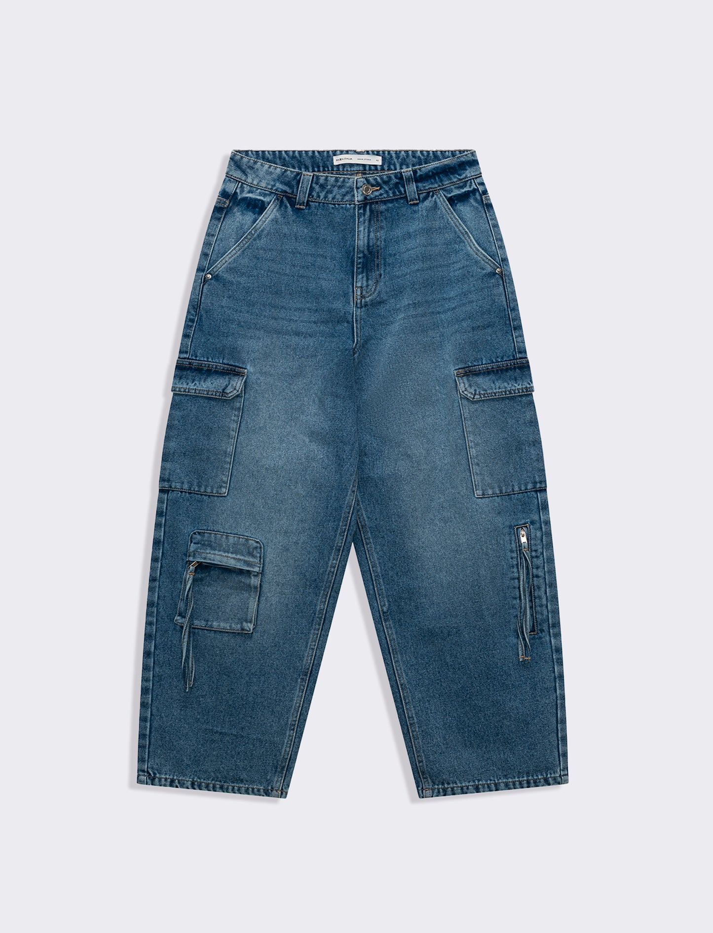 Denim cargo wide leg da donna - Denim