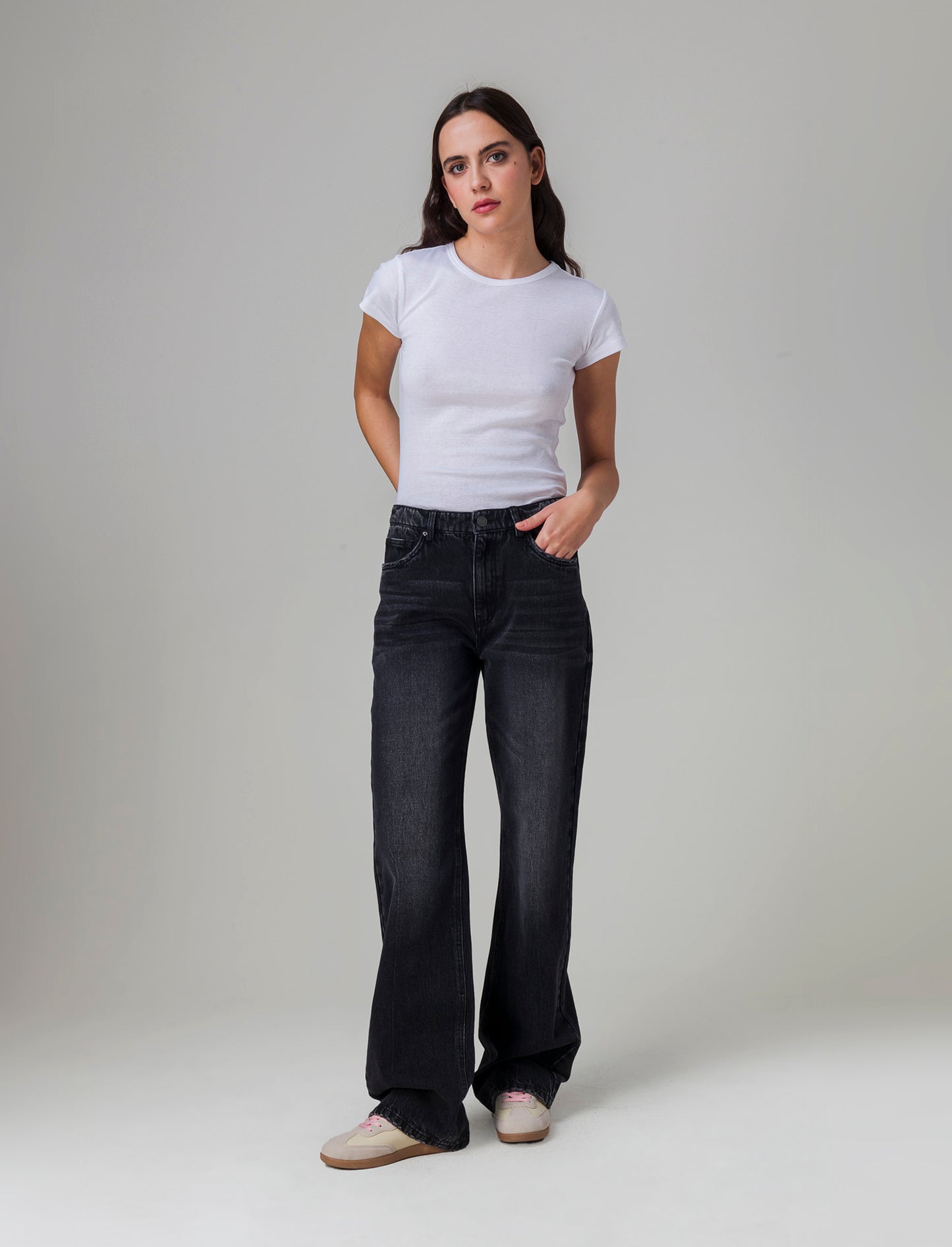 Jeans wide leg da donna - Nero