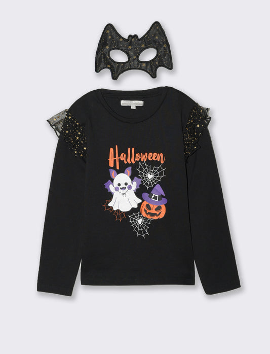 T-shirt Halloween da bambina - Nero