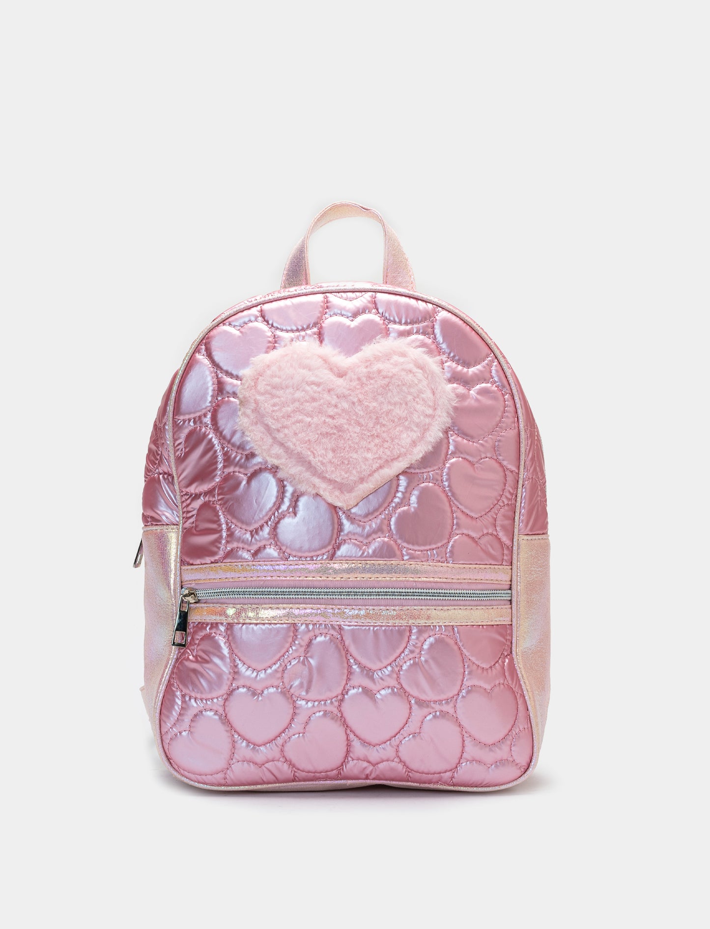 Quilted Heart Faux Fur Girls Backpack - Pink