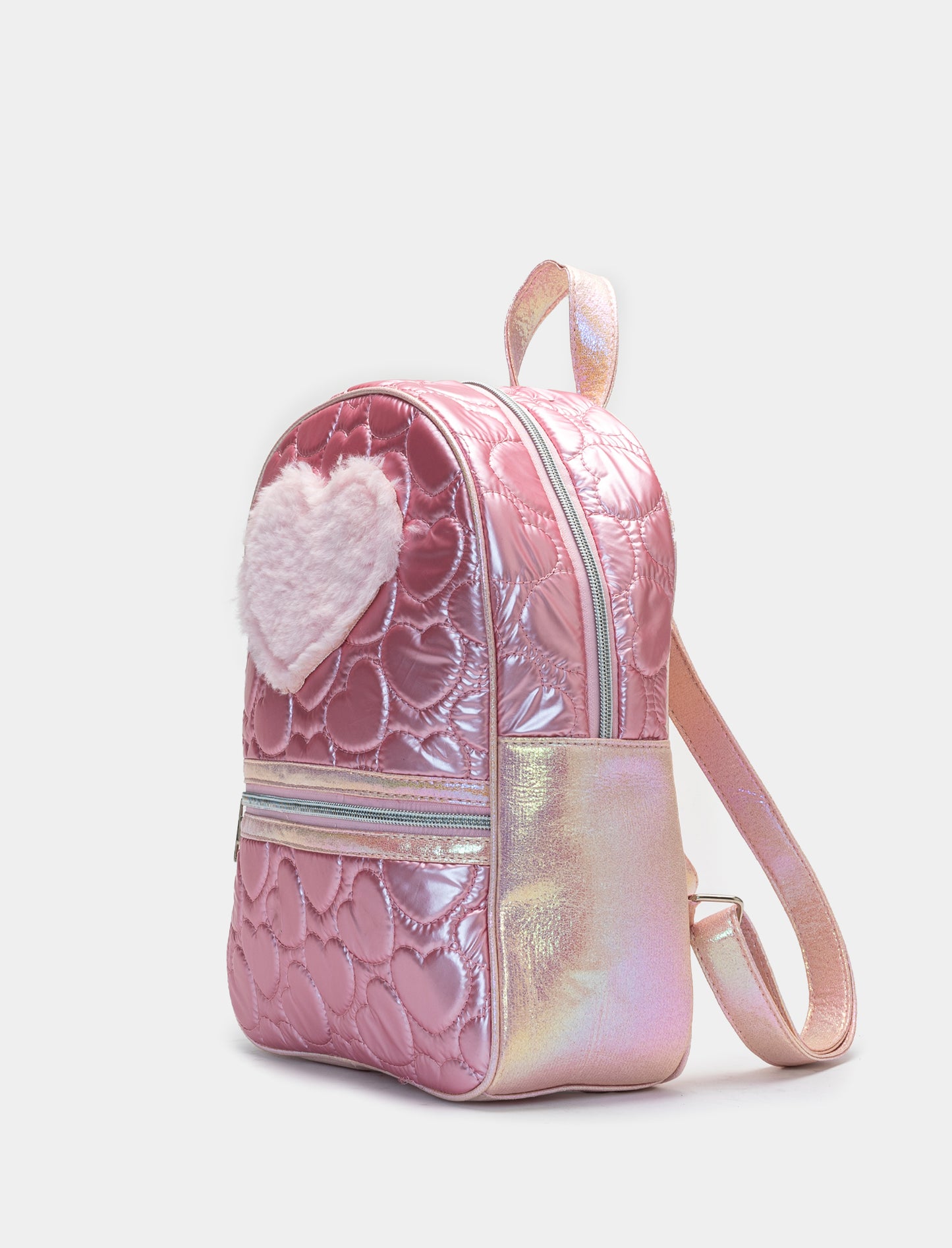 Quilted Heart Faux Fur Girls Backpack - Pink