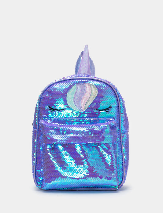 Unicorn Sequin Backpack for Girls - Purple