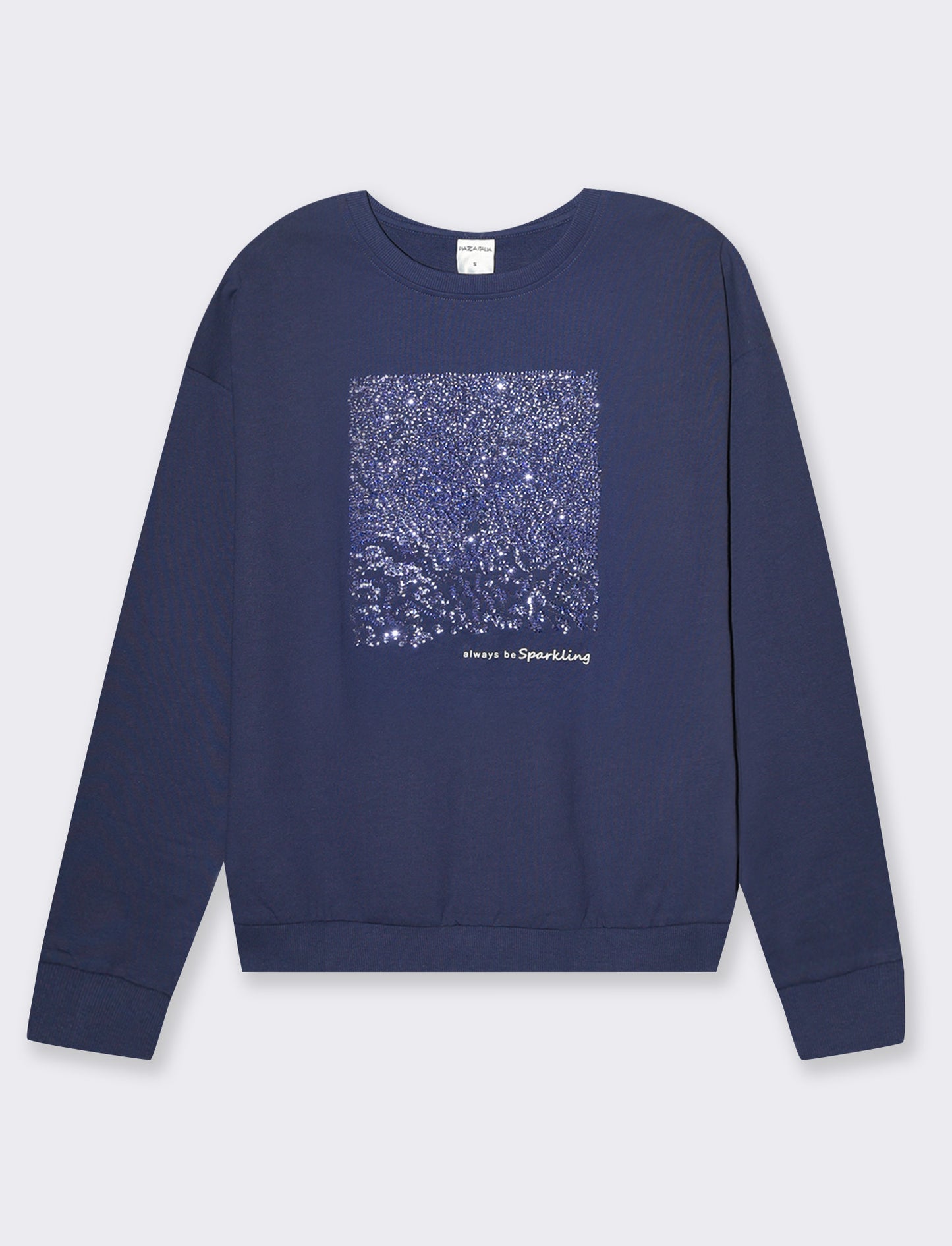 Woman's long sleeve crewneck sweatshirt with embellishments - Blue