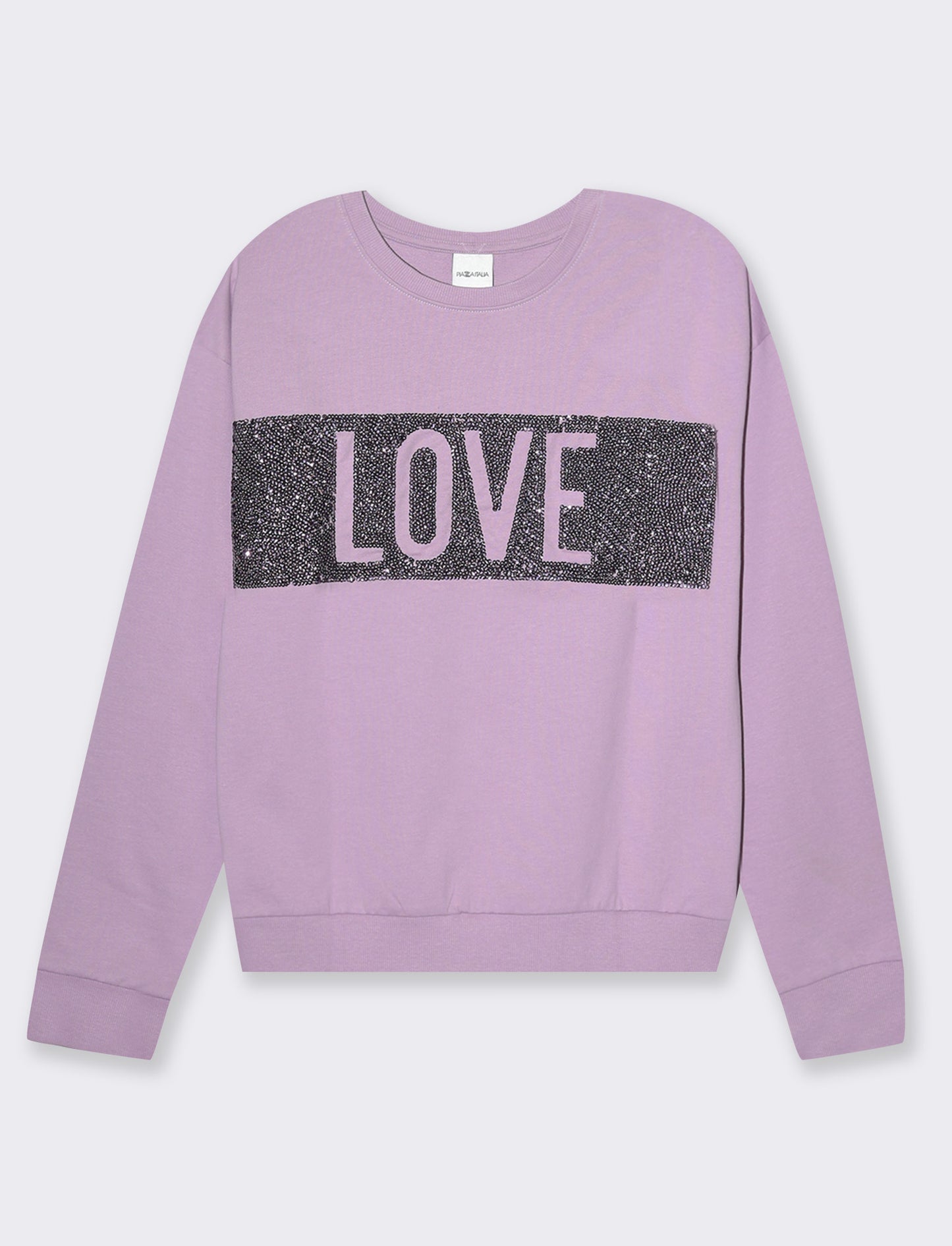 Woman's long sleeve crewneck sweatshirt with embellishments - Purple