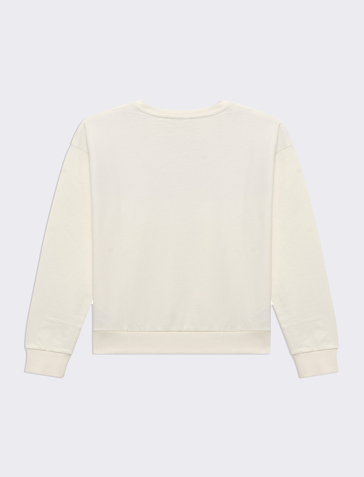 Woman's long sleeve crewneck sweatshirt with embellishments - Beige